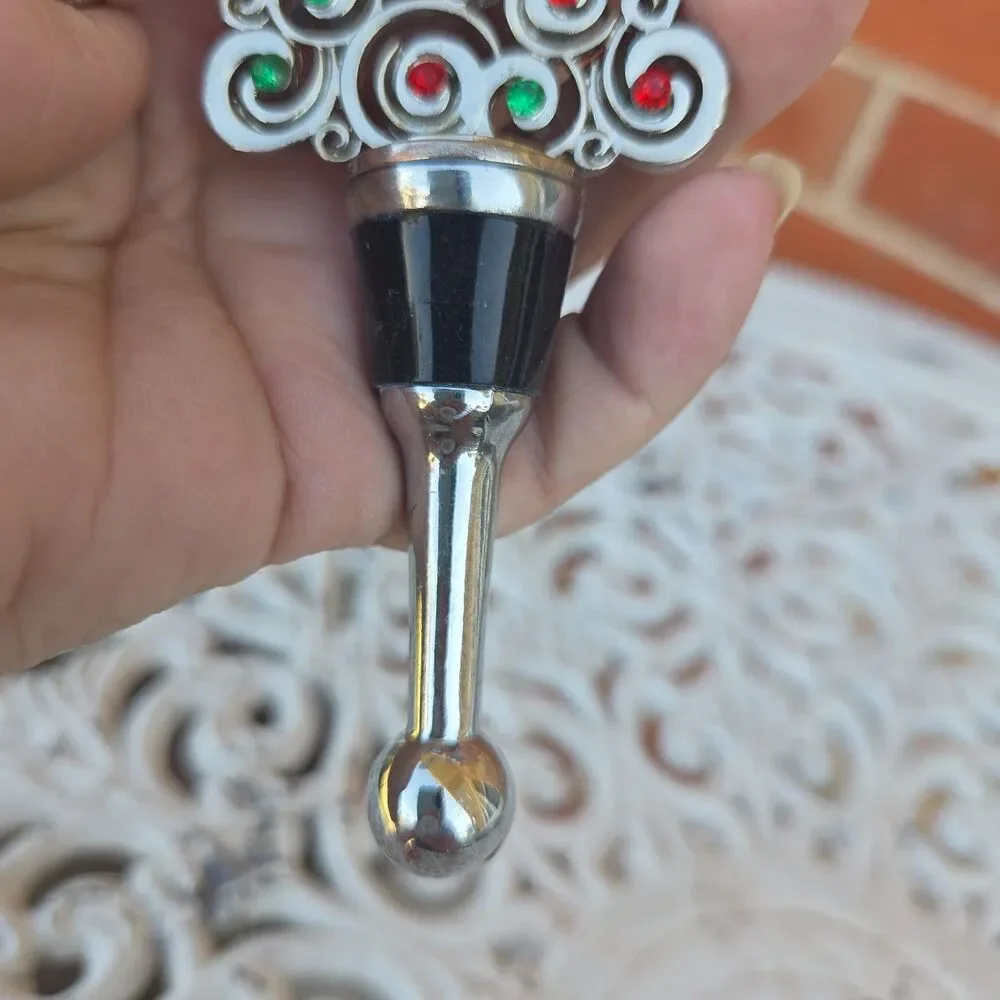 Christmas Wine Bottle Stoppers Set Ornament Cork Rhinestone Tree Holiday